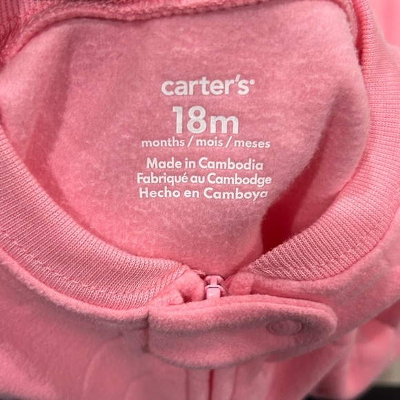 Carter's Baby Girls Footed Fleece Long Sleeve One Piece Pajama, 18 Months, Pink - Picture 3 of 5